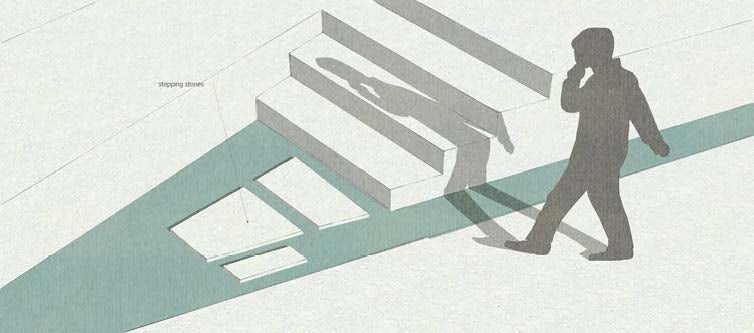 A concept diagram of the stepping stones in the lower shallow pool