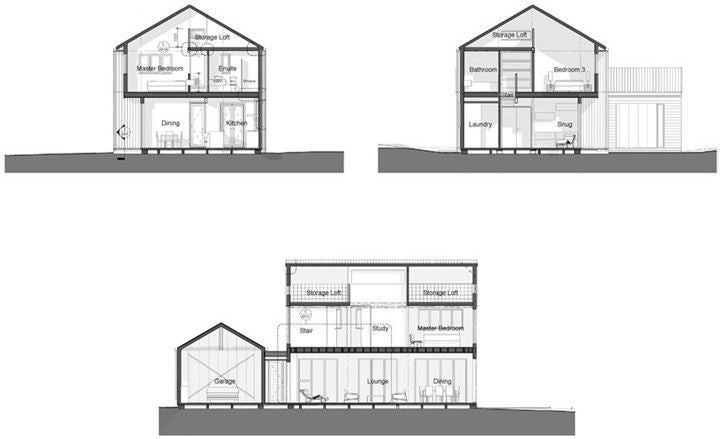 Elevation sections of the house