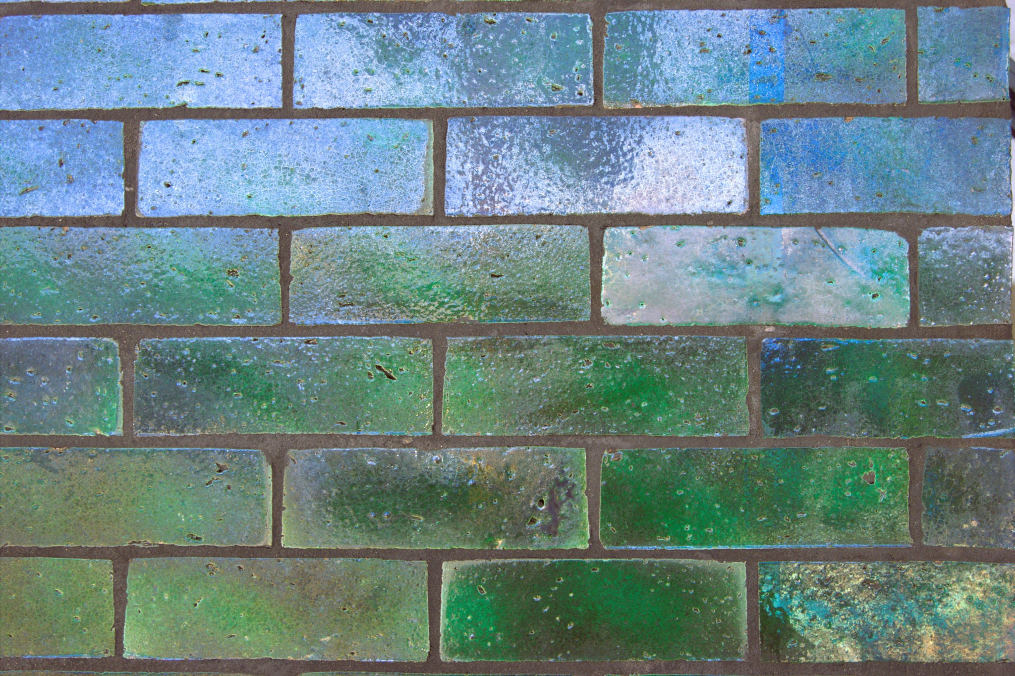 Beautiful green glazed bricks imported from Italy.