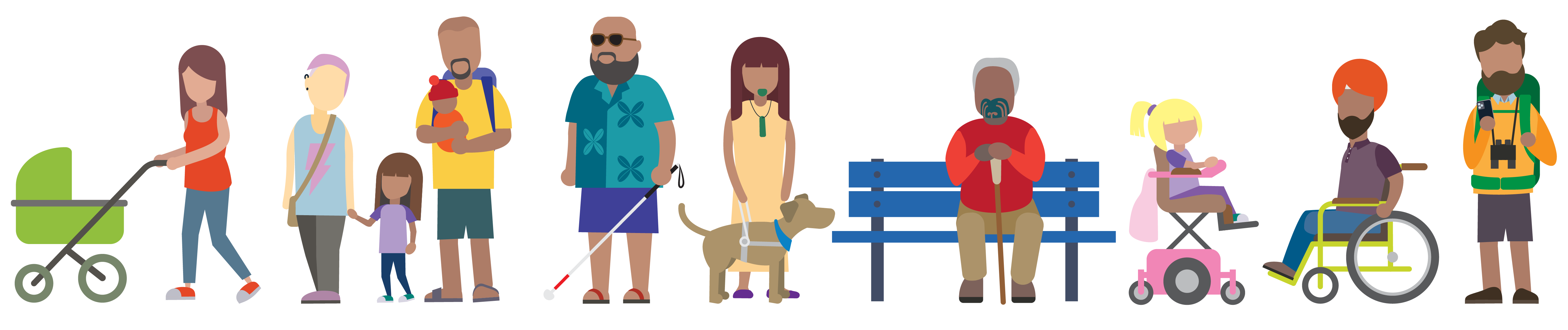 Eight of our universal design personas are here to give you a warm welcome.