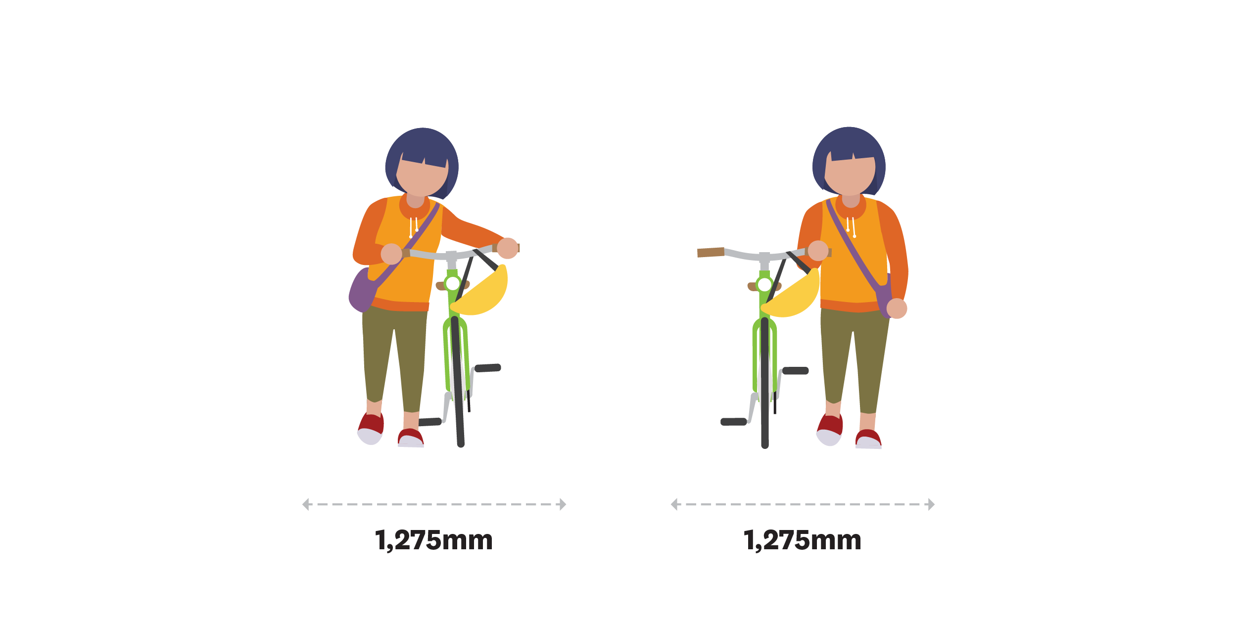 A young women is walking with her bike. The back tyre is punctured; this was the one time that she forgot to bring the spare tube and change kit.