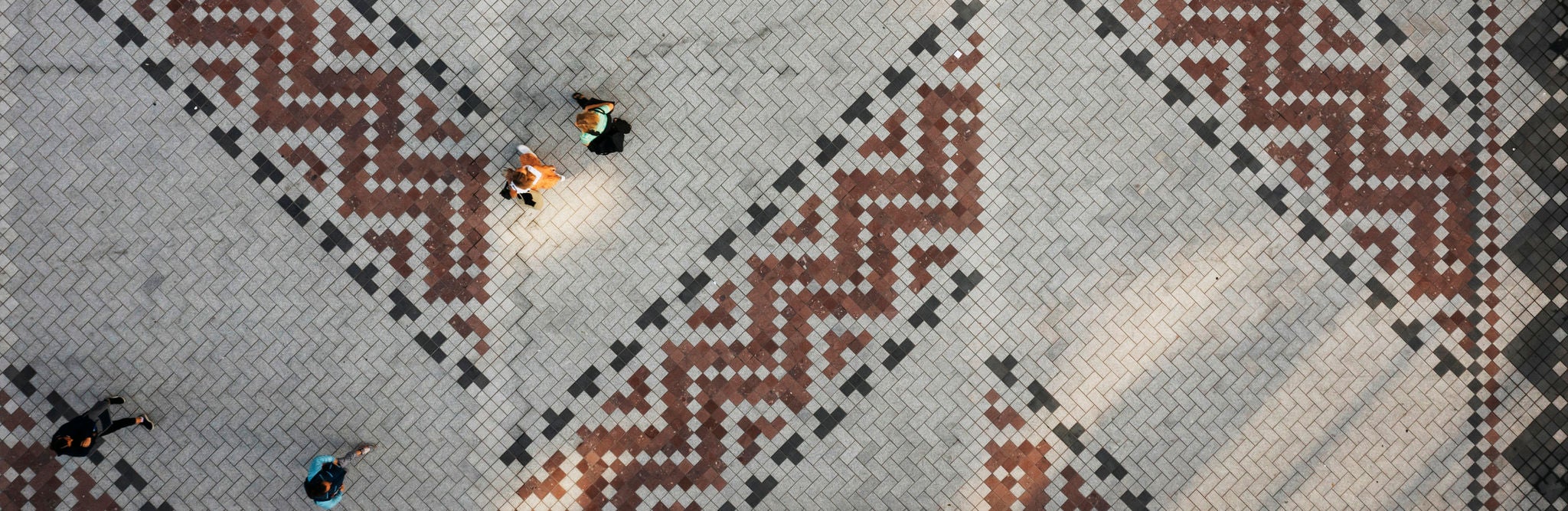 The pavers at Commerical Bay look like they are weaved together.