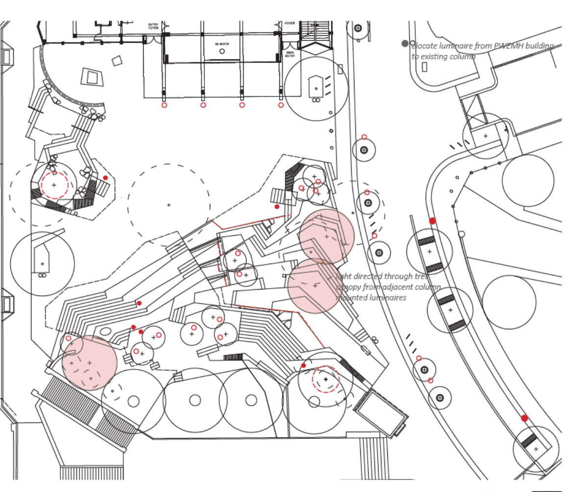 A concept diagram of the lighting in the square