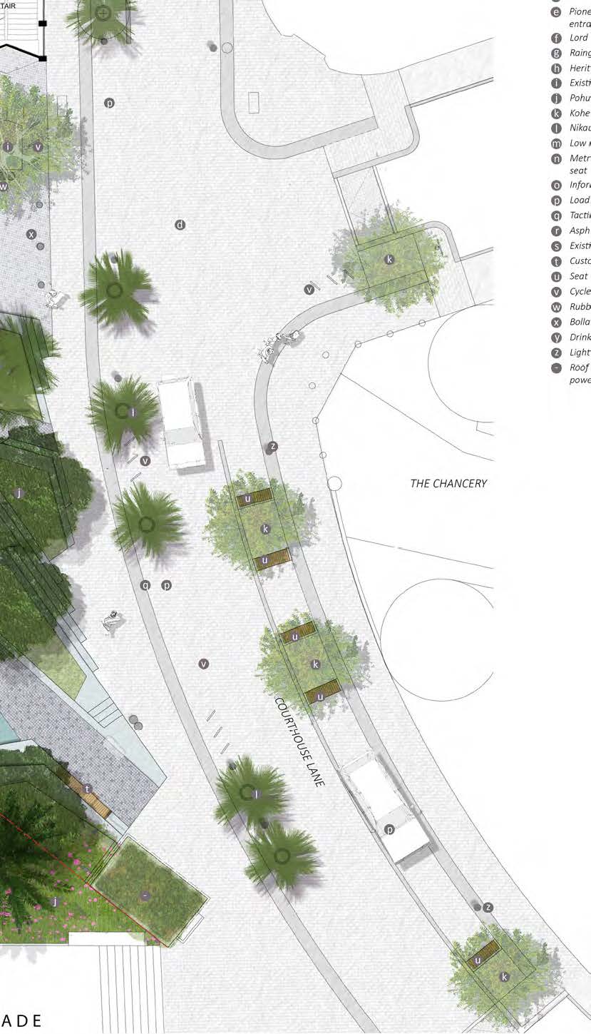 A overhead diagram showing the shared space on courthouse lane.