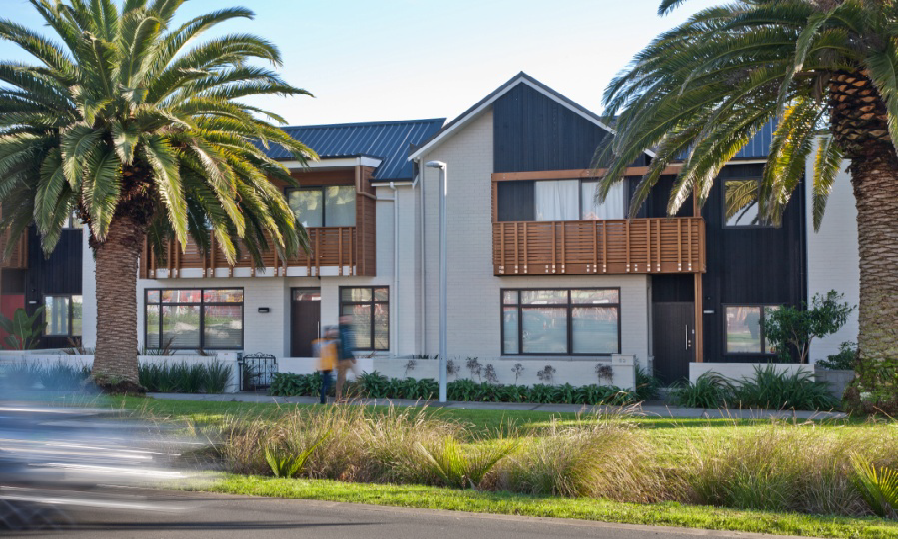 The facade of the homes on Buckley avenue.