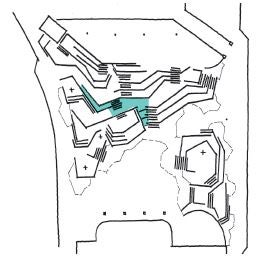 An overhead diagram of the waterfeature