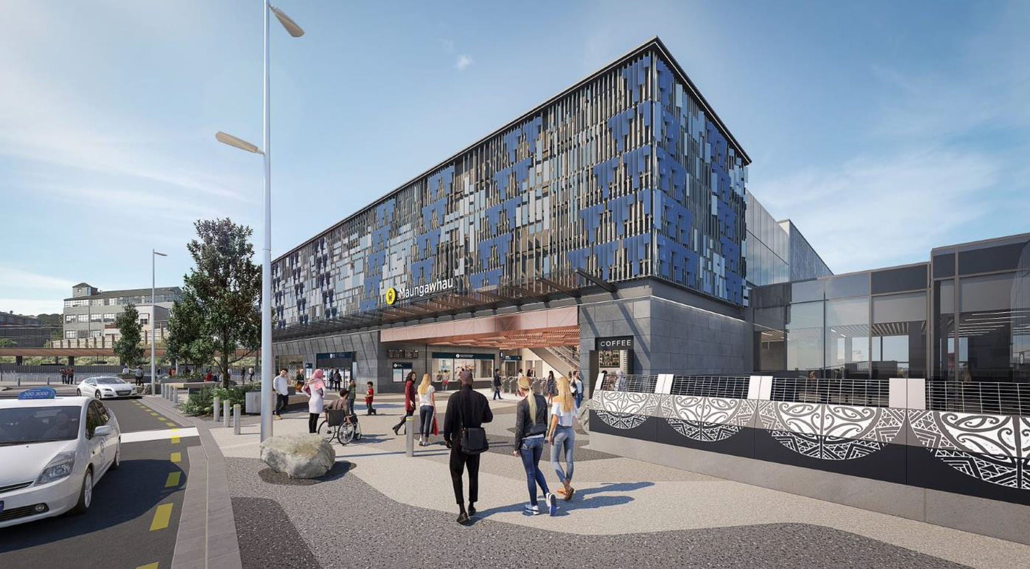Render of the new Maungawhau station in Mt Eden