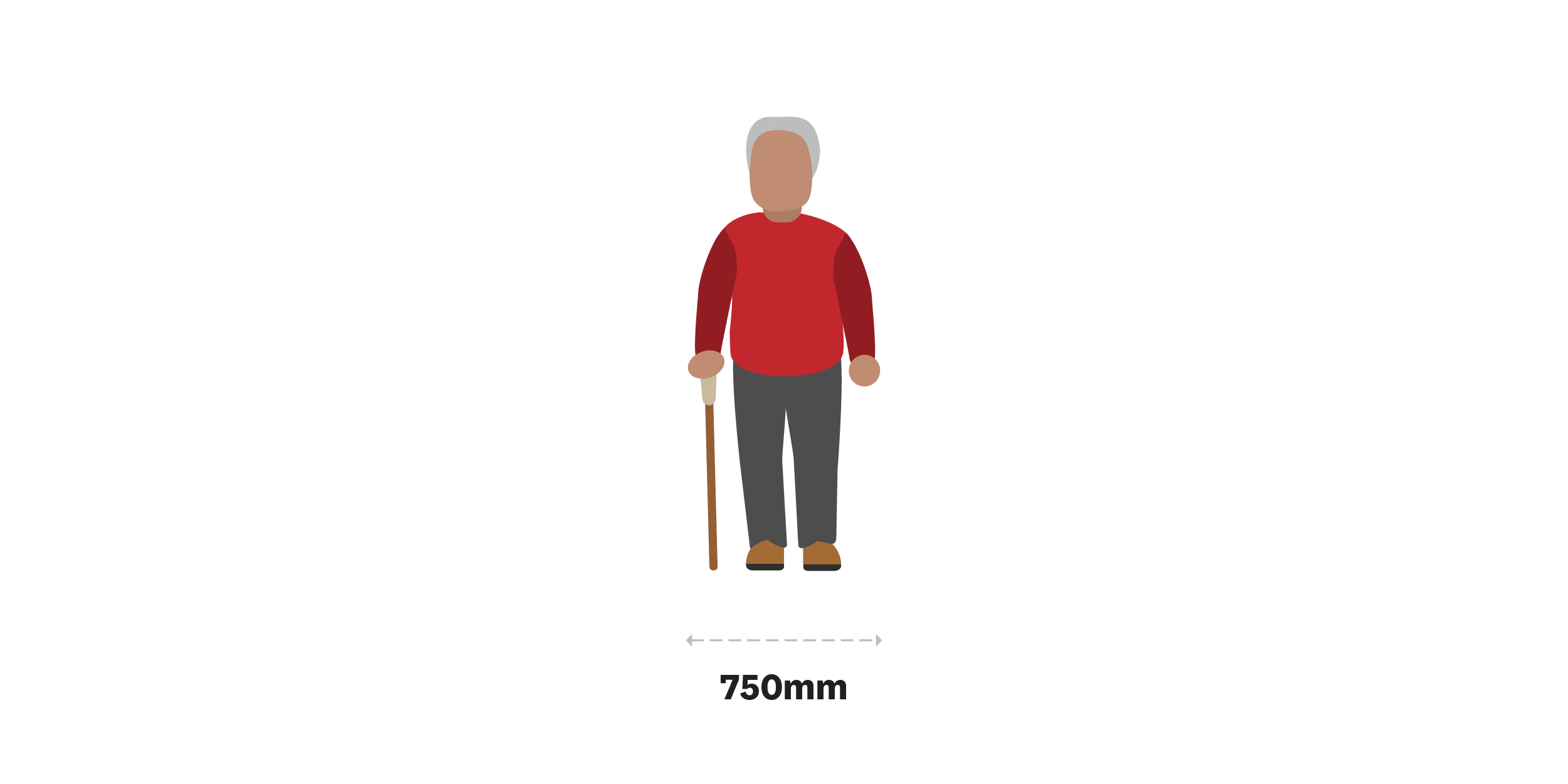 An elderly man walks with his walking stick. He wishes he could smoke his pipe, but he knows he must look after his health.