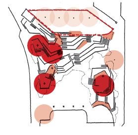 A drawing of additional planting areas in the square
