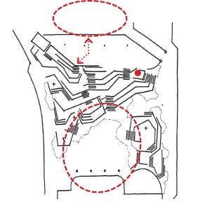 A digram of how pedestrians would flow around the square
