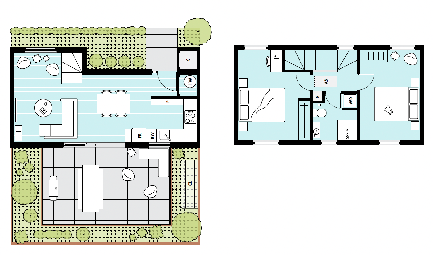 Diagrams of the floor plans of a single dwelling
