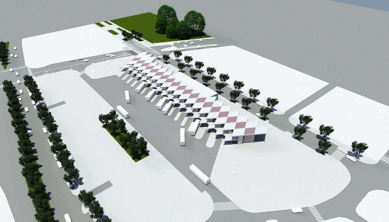 Early concept planning stage (COX Architecture) A bird's eye view of the interchange model