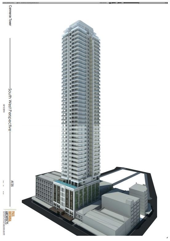A very early concept of the building before the architectural design phase. A tech drawing of the new tower