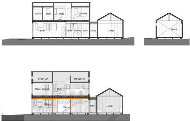 Elevational sections of the house.