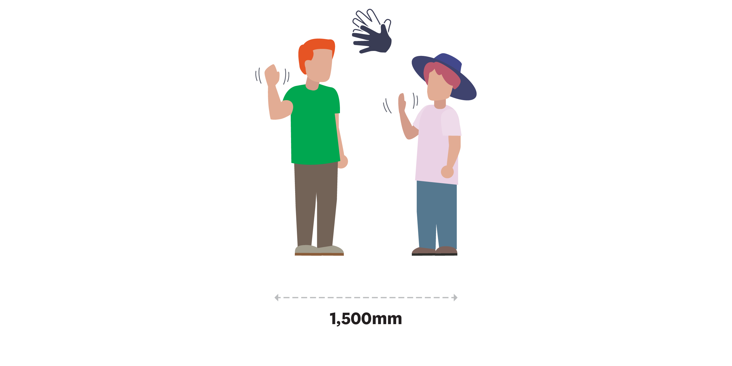 Two friends are saying hello to each other using NZSL signs.