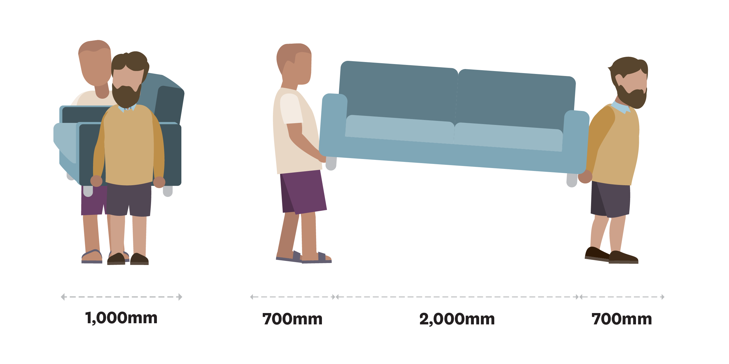 Two men are carrying a sofa. 