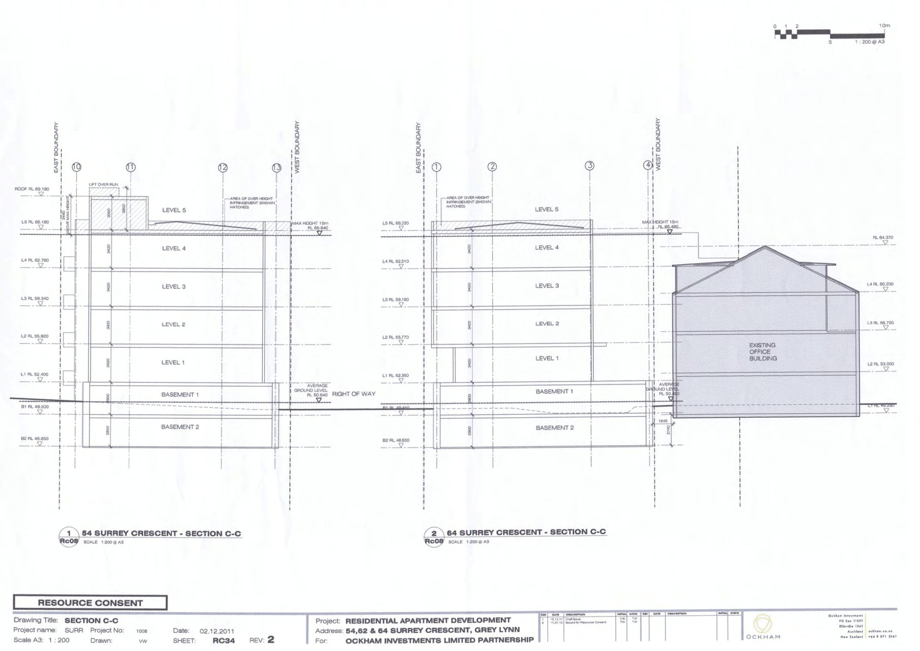 Architectural drawings on the Isaac apartments.