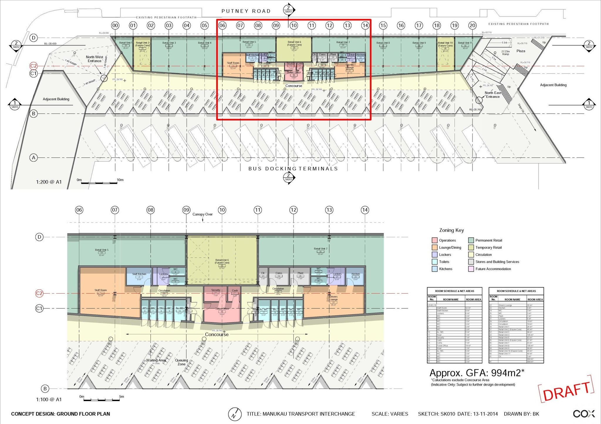 Draft Design Scheme An architectural drawing of the bus interchange