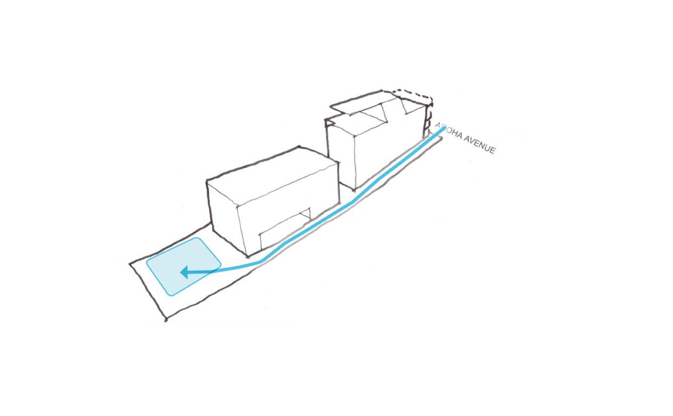 A hand drawing of how cars will access the site. 