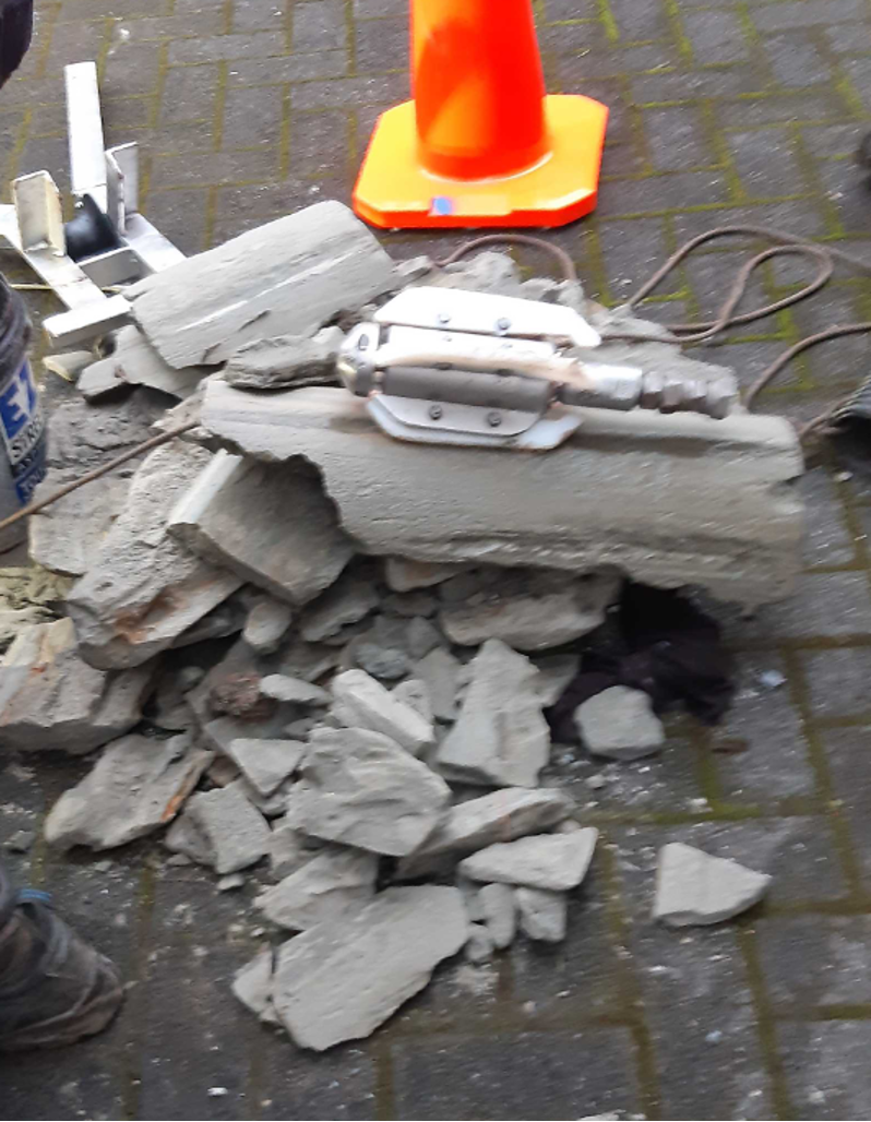 A pile of concrete rubble.